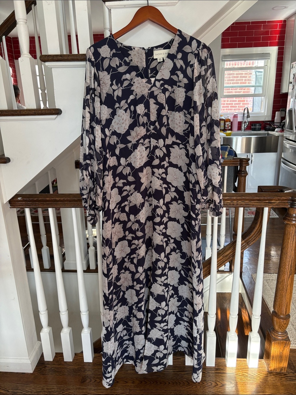 Sachin + Babi Navy Maxi Dress with Cream Floral Print